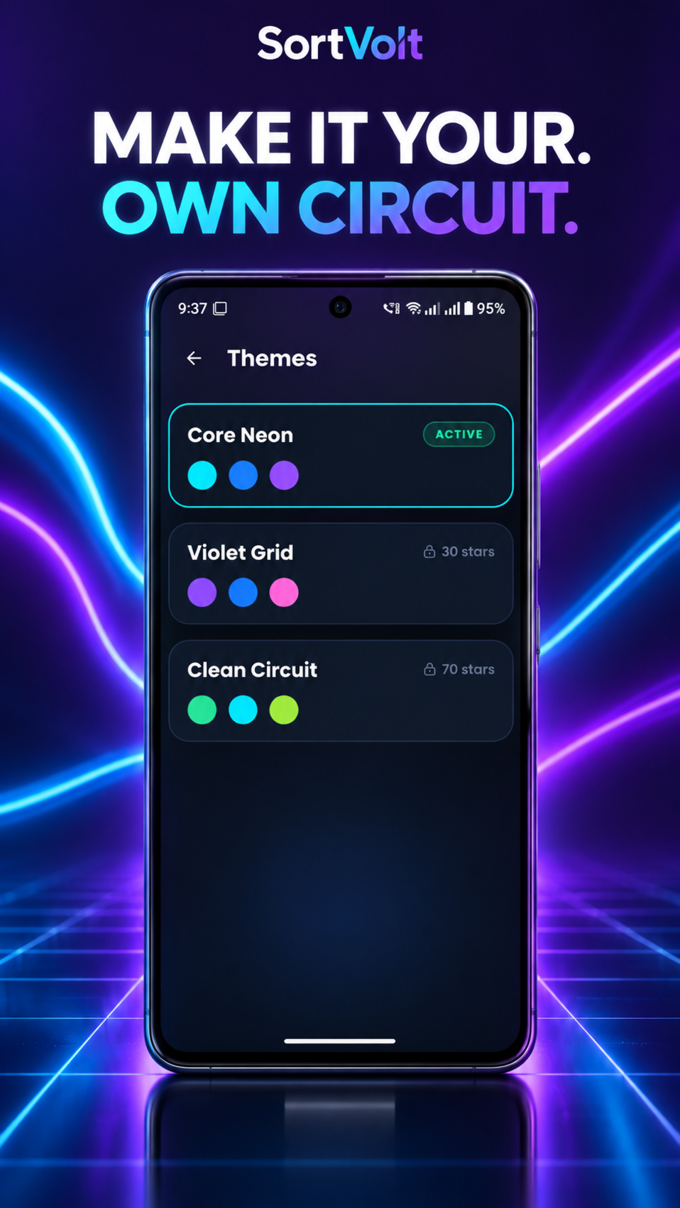 SortVolt theme selection screen